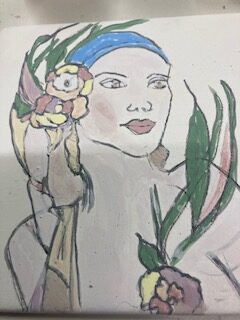 Tegeltje met afbeelding van vrouw